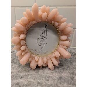 Rachel Zoe Coral Resin Crystal Burst Round Picture Frame Photo 4 x 4 Inch